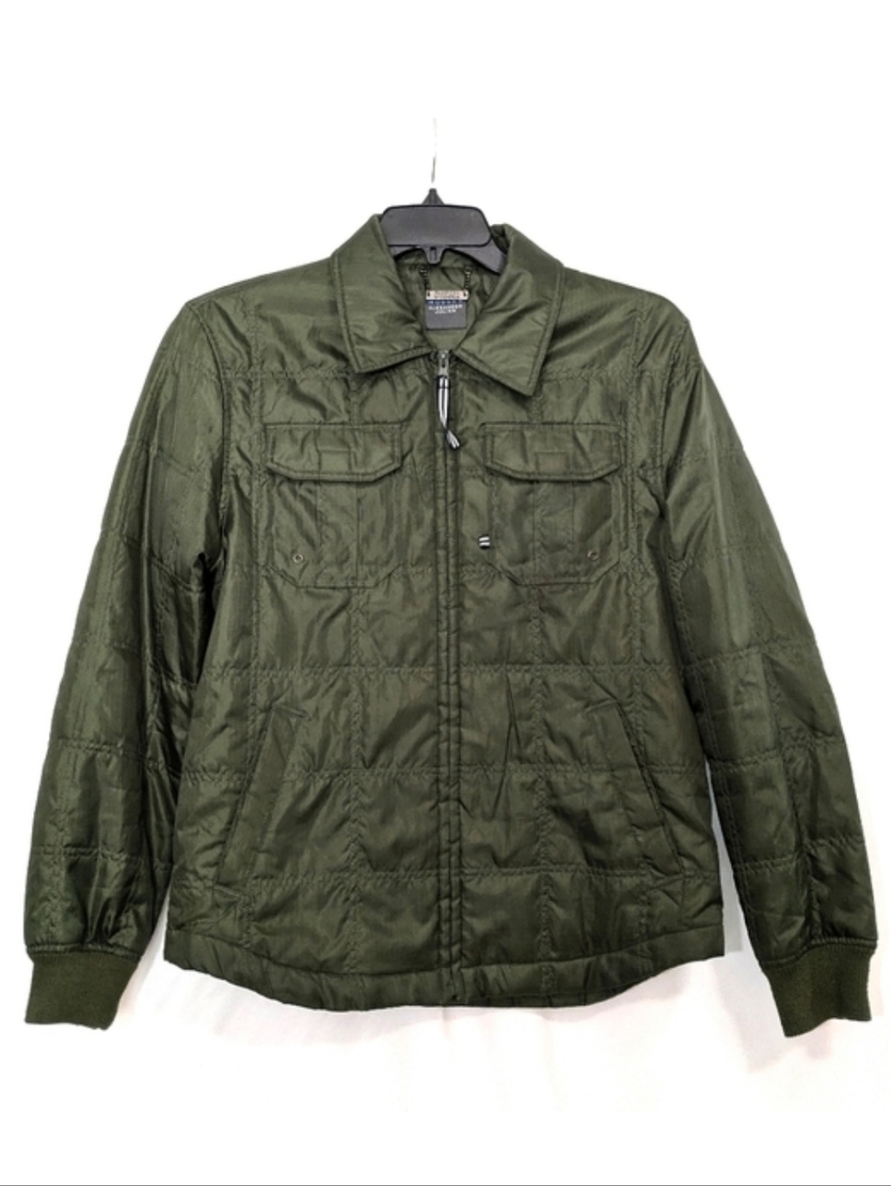 Alexander Julian American Modern Quilted Jacket Coat - Olive Green - Size Medium